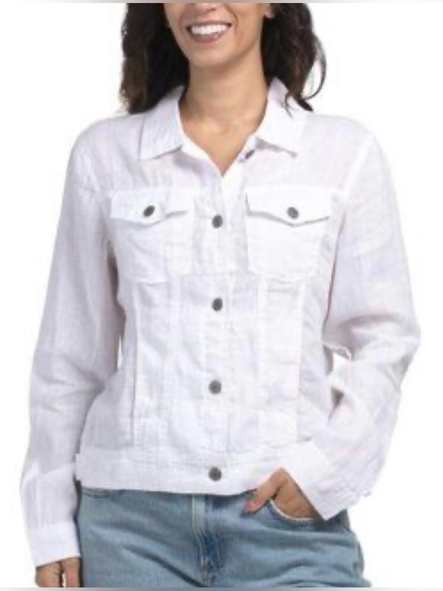 Classic White Women's Jean Jacket With Button Front